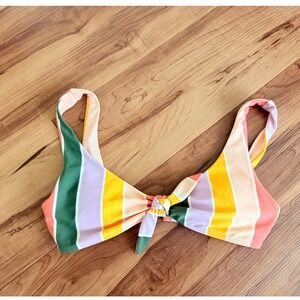 Hollister Swim Bikini Top Striped Front Tie Knot Multi Color Small